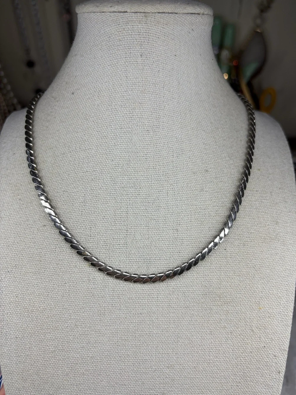 Vintage Coro Silver Tone Necklace Chain Collar Minimalist Jewelry Signed